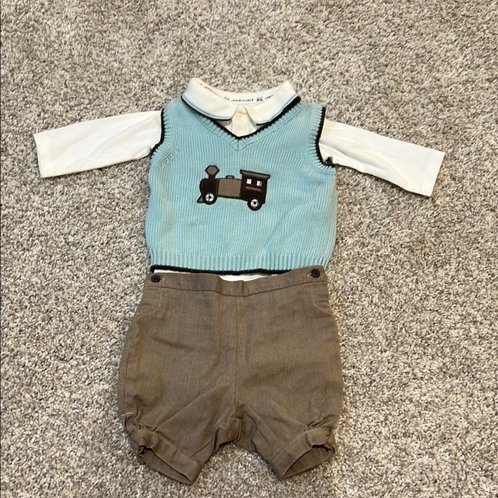 Janie and Jack Blue and Brown Matching Set